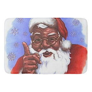 African American Black Santa Claus Christmas Bath Mat