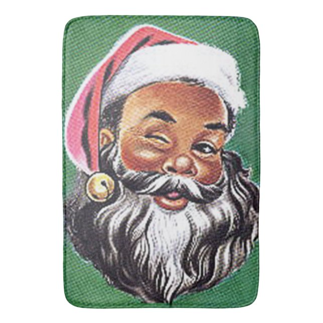 African American Black Santa Claus Christmas Bathroom Mat (Front Vertical)