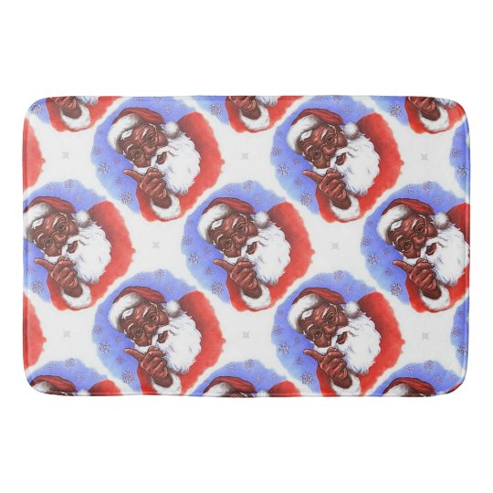 African American Black Santa Claus Christmas Bathroom Mat