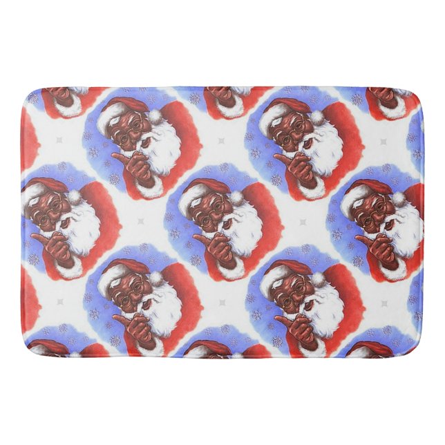 African American Black Santa Claus Christmas Bathroom Mat (Front)