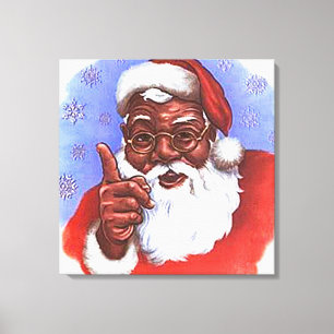 African American Black Santa Claus Christmas Canvas Print