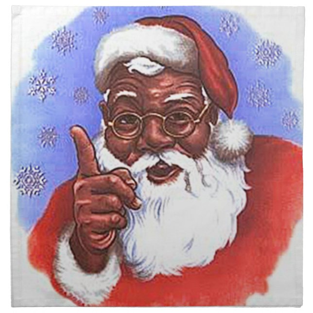 African American Black Santa Claus Christmas Cloth Napkin (Front)