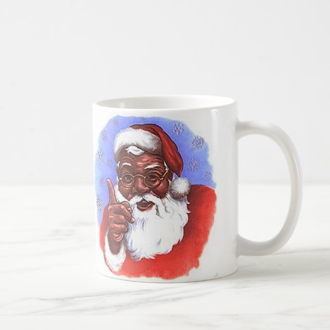 African American Black Santa Claus Christmas Coffee Mug (Right)