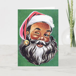 African American Black Santa Claus Christmas Holiday Card