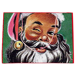 African American Black Santa Claus Christmas Large Gift Bag