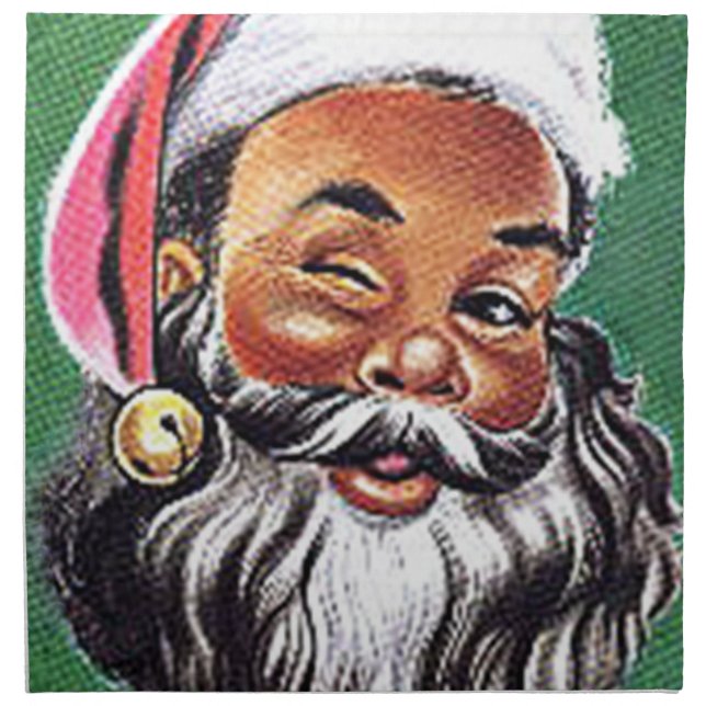 African American Black Santa Claus Christmas Napkin (Front)