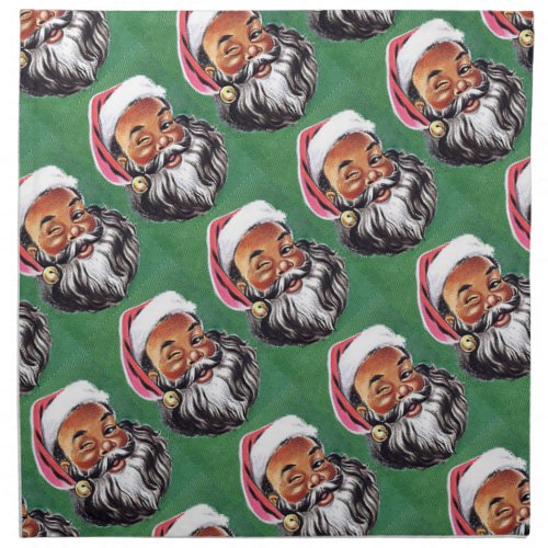 African American Black Santa Claus Christmas Napkin