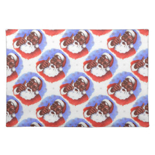 African American Black Santa Claus Christmas Placemat