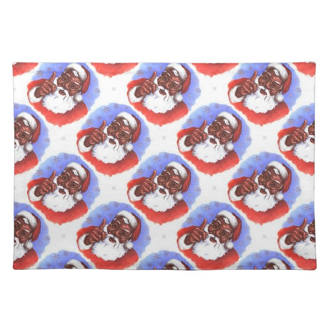 African American Black Santa Claus Christmas Placemat (Front)