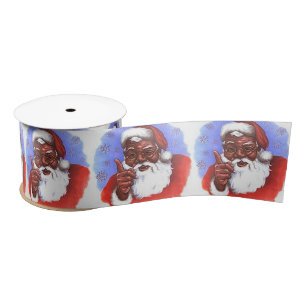 African American Black Santa Claus Christmas Satin Ribbon