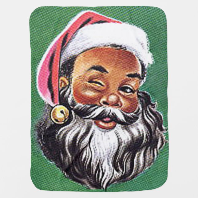 African American Black Santa Claus Christmas Stroller Blanket (Front)