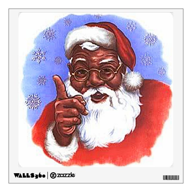 African American Black Santa Claus Christmas Wall Decal (Front)
