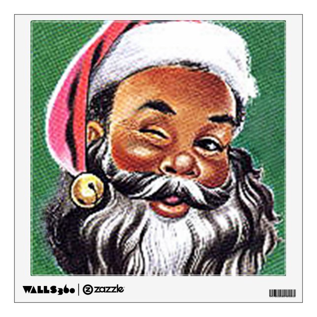 African American Black Santa Claus Christmas Wall Decal (Front)