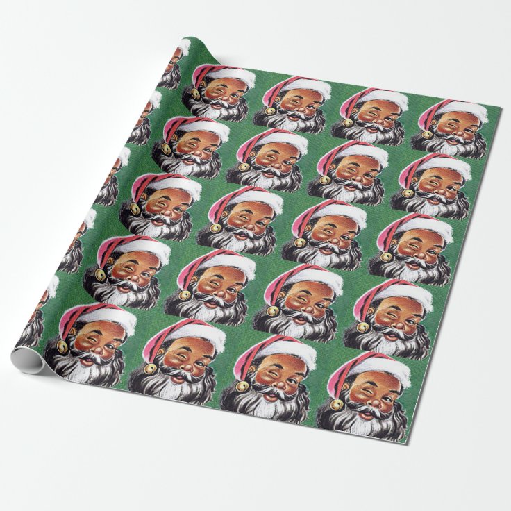 African American Black Santa Claus Christmas Wrapping Paper | Zazzle