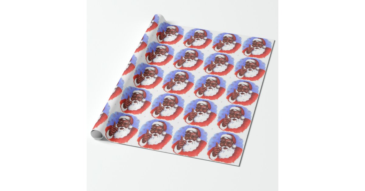 African American Black Santa Claus Christmas Wrapping Paper | Zazzle