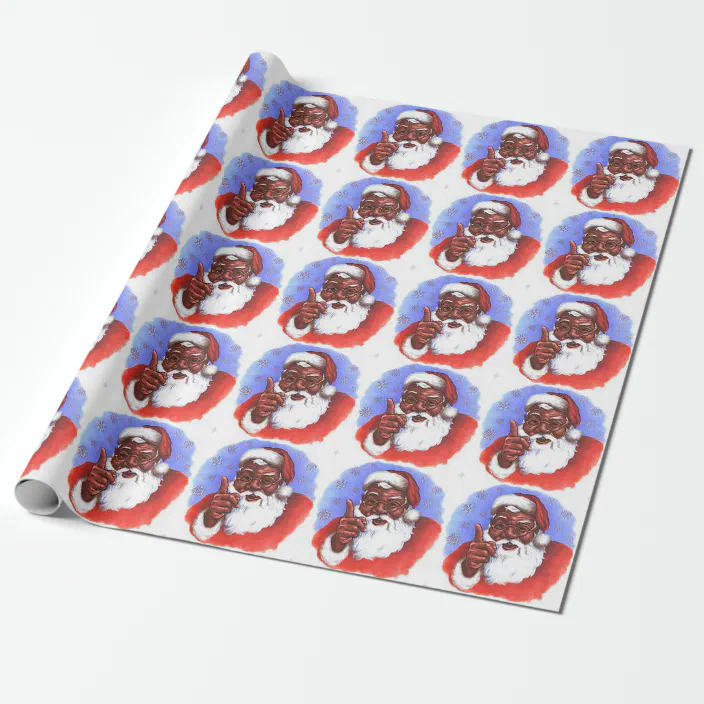 African American Black Santa Claus Christmas Wrapping Paper Zazzle Com