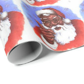 African American Black Santa Claus Christmas Wrapping Paper (Roll Corner)
