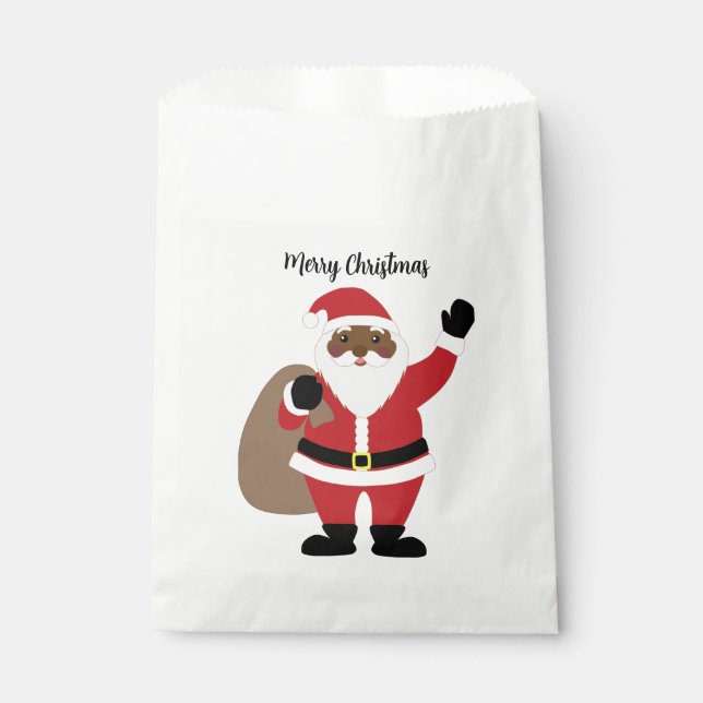 African American Black Santa Claus  Favor Bag (Front)