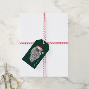 African American Black Santa Green Christmas Gift Tags