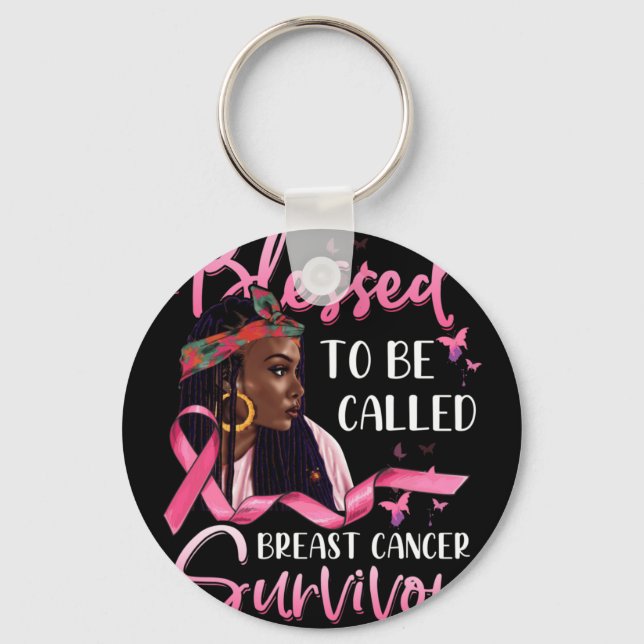 African American Blessed To Called Breast Cancer Keychain (Front)