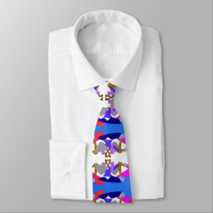 African American blue and white Neck Tie