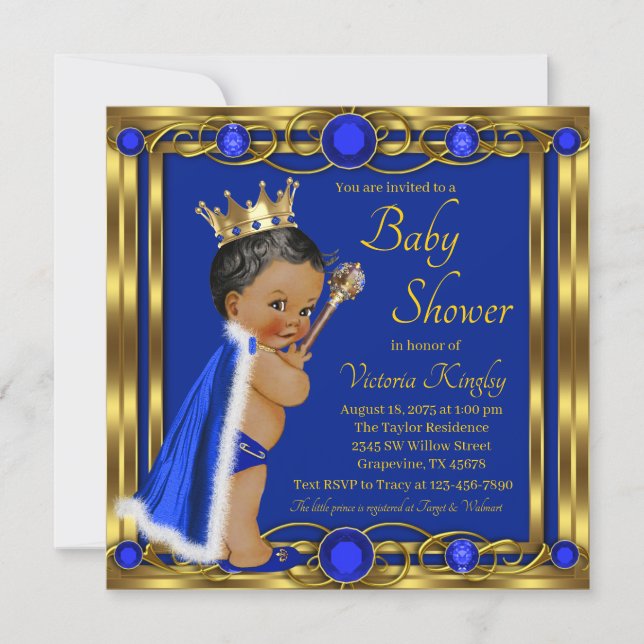 Shower Invitation Royal Baby Boy Baby Shower African American Blue