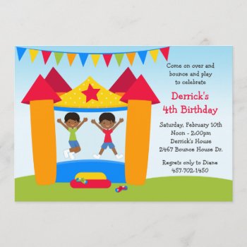 African American Bounce House Birthday Party Invitation by eventfulcards at Zazzle