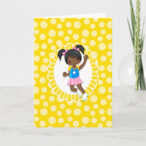 African American Bounce House Jumping Girl Card