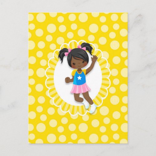 African American Bounce House Jumping Girl Postcard