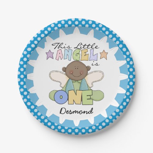 African American Boy 1st Birthday Paper Plates