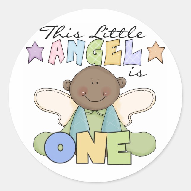 African American Boy 1st Birthday Tshirts Classic Round Sticker (Front)