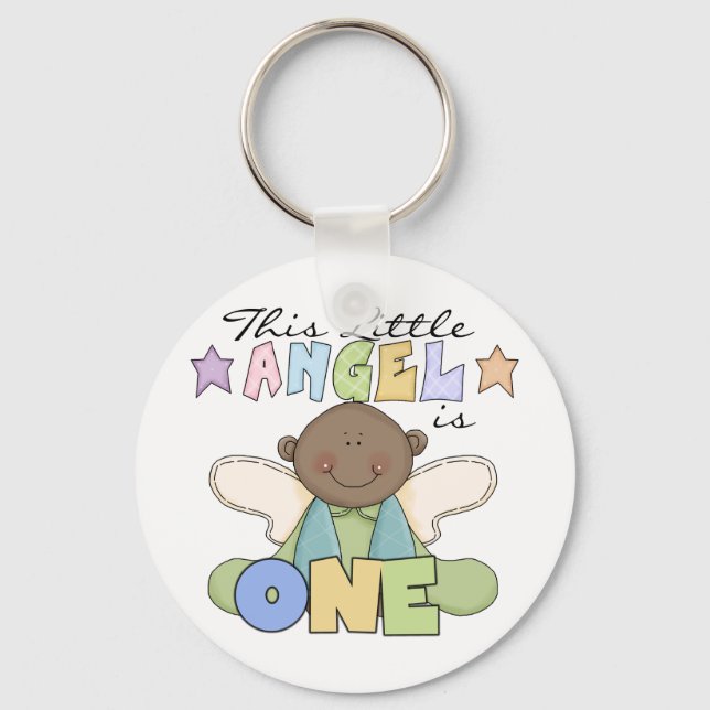 African American Boy 1st Birthday Tshirts Keychain (Front)