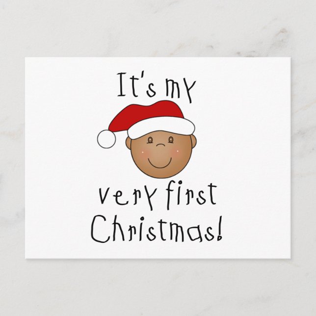 African American Boy 1st Christmas Holiday Postcard (Front)