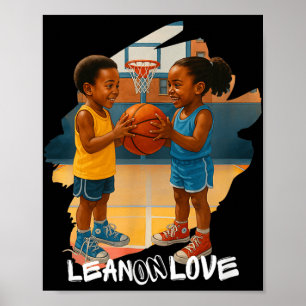 African American Boy And Girl Playful Basketball Poster