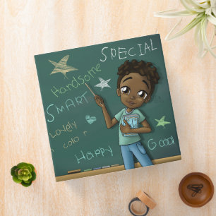 African American Boy and Green Chalkboard 3 Ring Binder