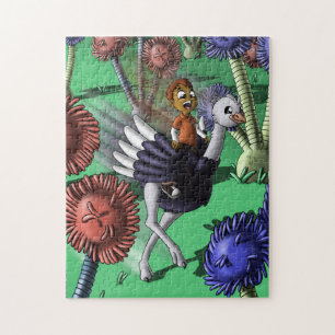 African American Boy and Ostrich Jigsaw Puzzle
