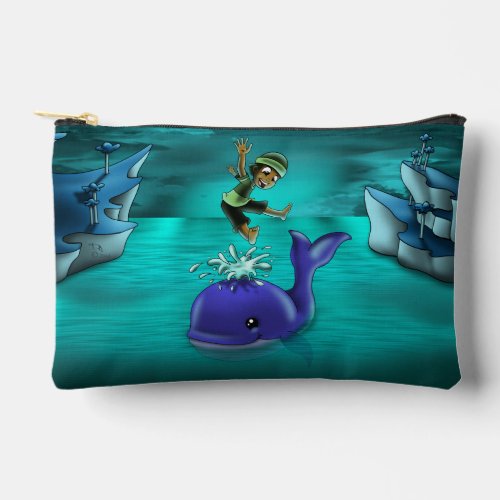 African American Boy and Whale Accessory Pouch