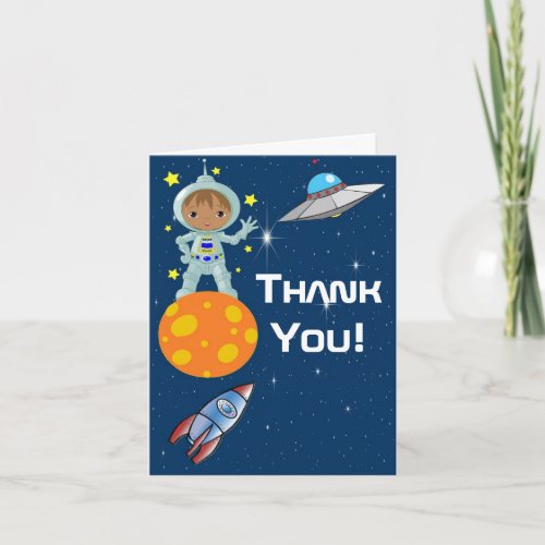 African American Boy Astronaut Thank You Note Card