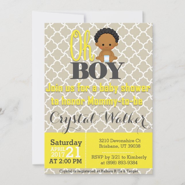 African American Boy Baby Shower Invitation (Front)