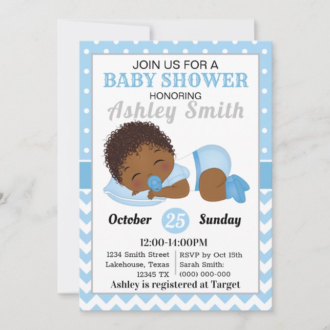 African American Boy Baby Shower Invitation (Front)
