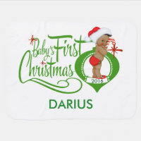 African American Boy Baby's First Christmas Blank