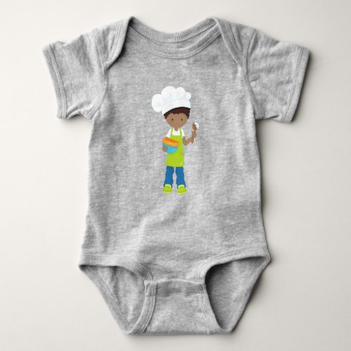 African American Boy Baking Baker Bakery Apron Baby Bodysuit