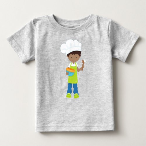 African American Boy Baking Baker Bakery Apron Baby T_Shirt