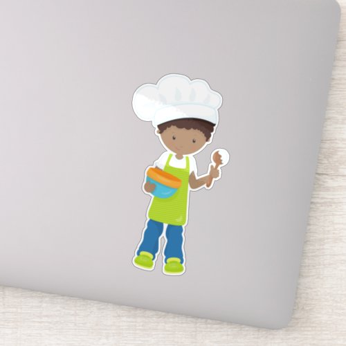 African American Boy Baking Baker Bakery Apron Sticker