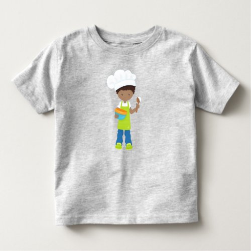 African American Boy Baking Baker Bakery Apron Toddler T_shirt