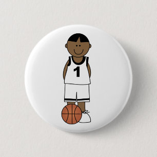 African American Boy Basketball Button