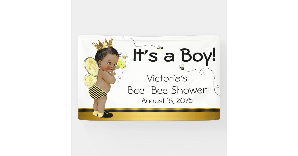 African American Boy Bee Baby Shower Banner Zazzle Com