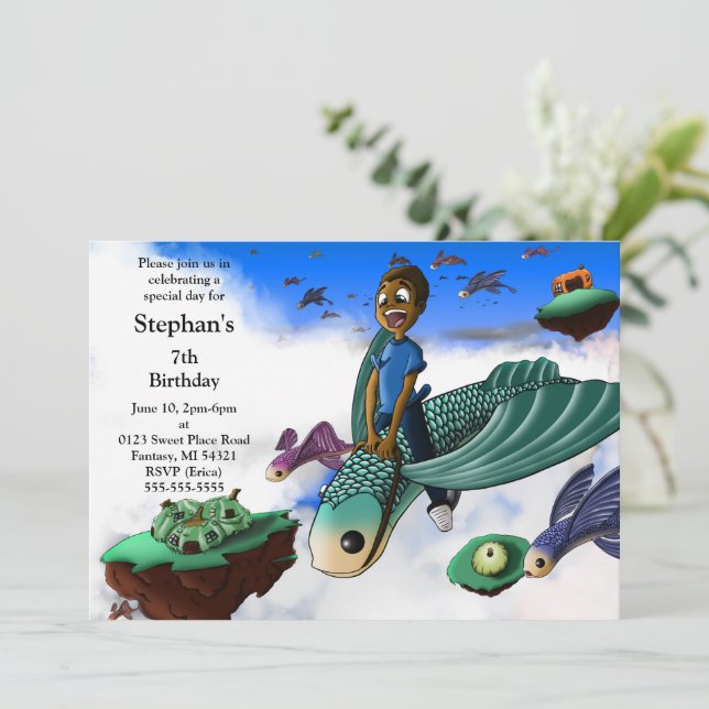 African American Boy Birthday Party  Invitation (Standing Front)