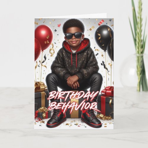 African American Boy Black/Red Birthday Behavior