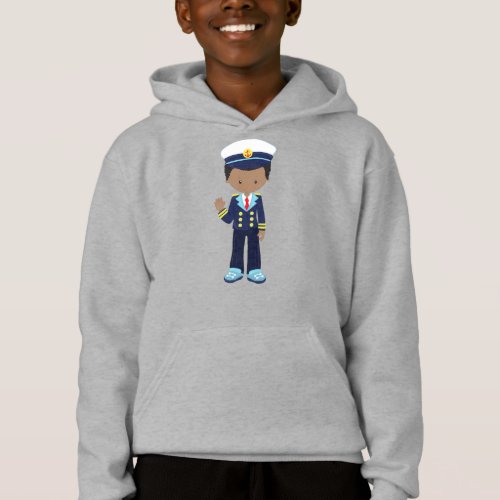 African American Boy Boat Captain Skipper Sea Hoodie